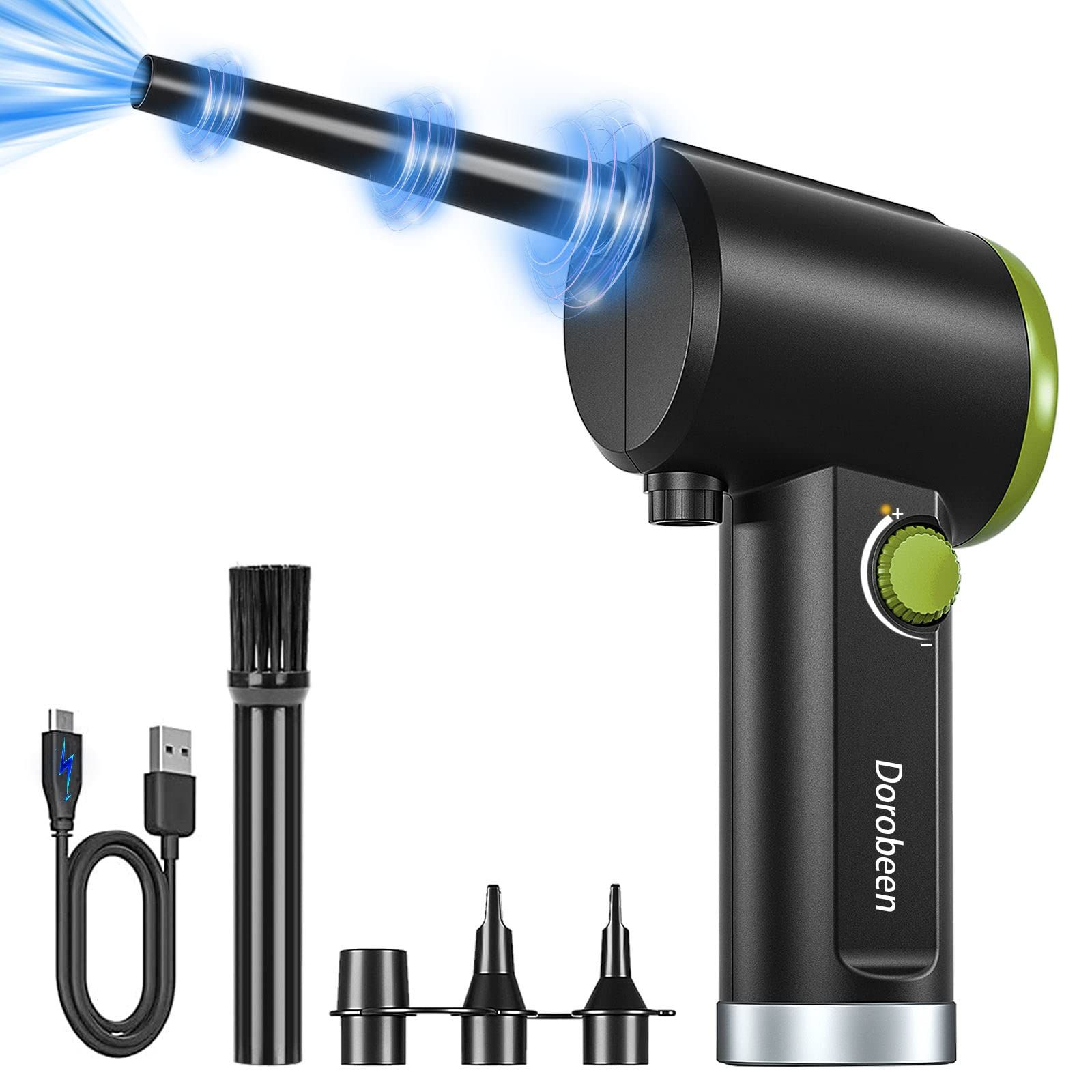 DOROBEEN 電動エアダスター コードレスハンドヘルドエアーブロワー 無段変速 41000RPM ポータブル充電式6000mAhバッテリー コンピュータキーボード電子機器クリーニング用電動エアーダスター
