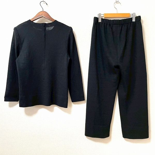 wnc サイトウトヨコ 斉藤都世子 セットアップ パンツスーツ 黒 ニット バックジップ ラメ 無地 レディース 967097