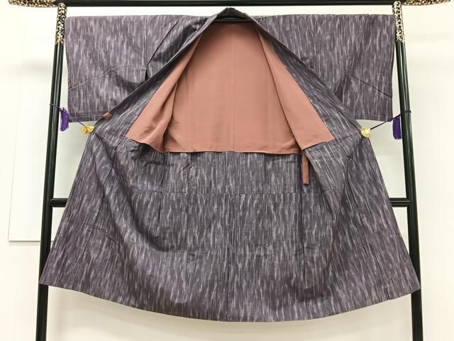 平和屋着物▽道中着 単衣 紬地 霞文 ロング丈 正絹 逸品 CAAT5968id