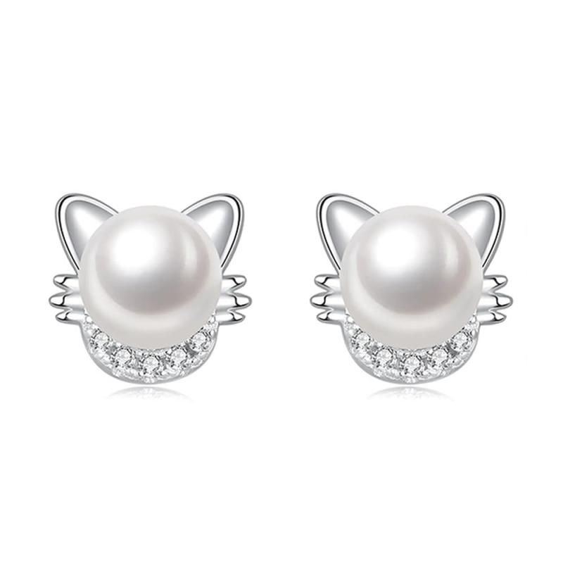 MIKAMU 猫 ピアス レディース 最高級 CZダイヤモンド シルバー