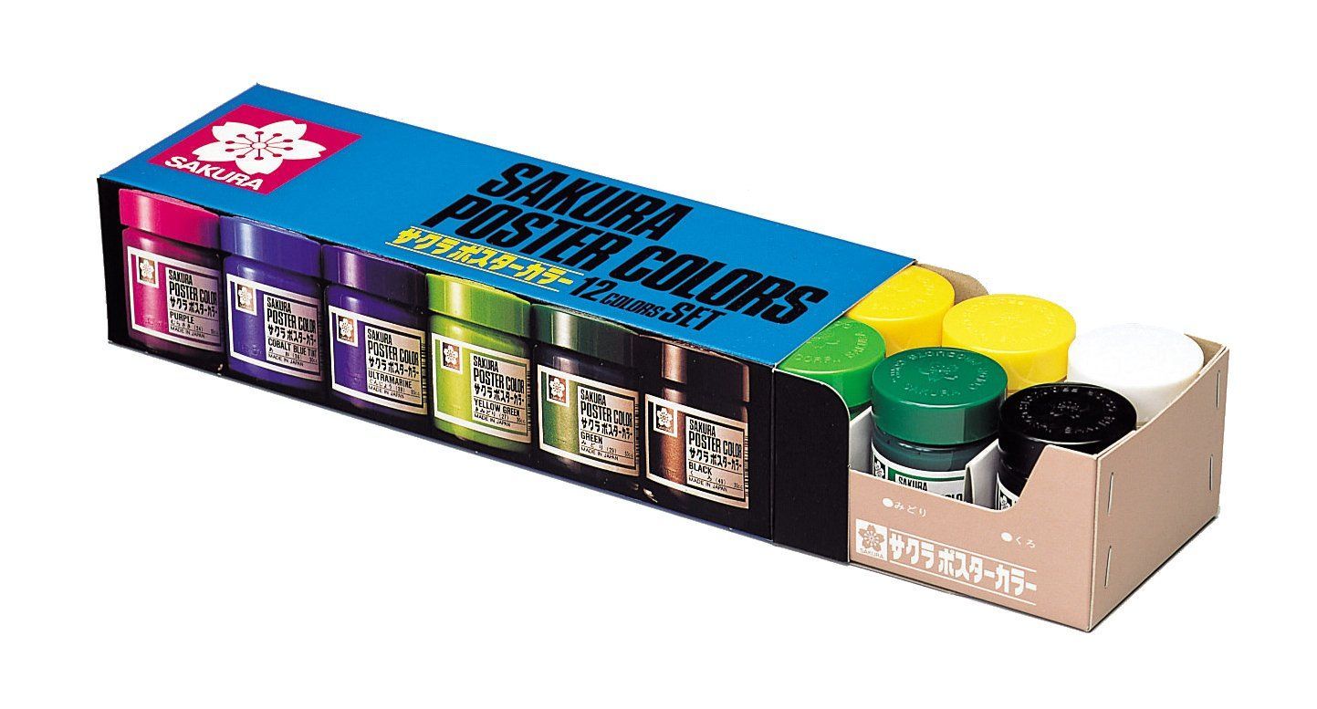 定番 【人気商品】12色セット 30ml PW12セツト ポスターカラー 絵の具 サクラクレパス 応募券