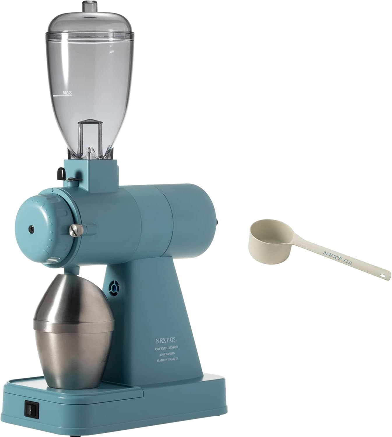 カリタ Kalita コーヒーミル 電動 静電気除去 NEXTG2 アクアブルー コーヒーグラインダー 日本製 静音 【限定カラー】 #61124 グラインダー コーヒー初心者小型 カフェ インテリア レトロ 昭和 北
