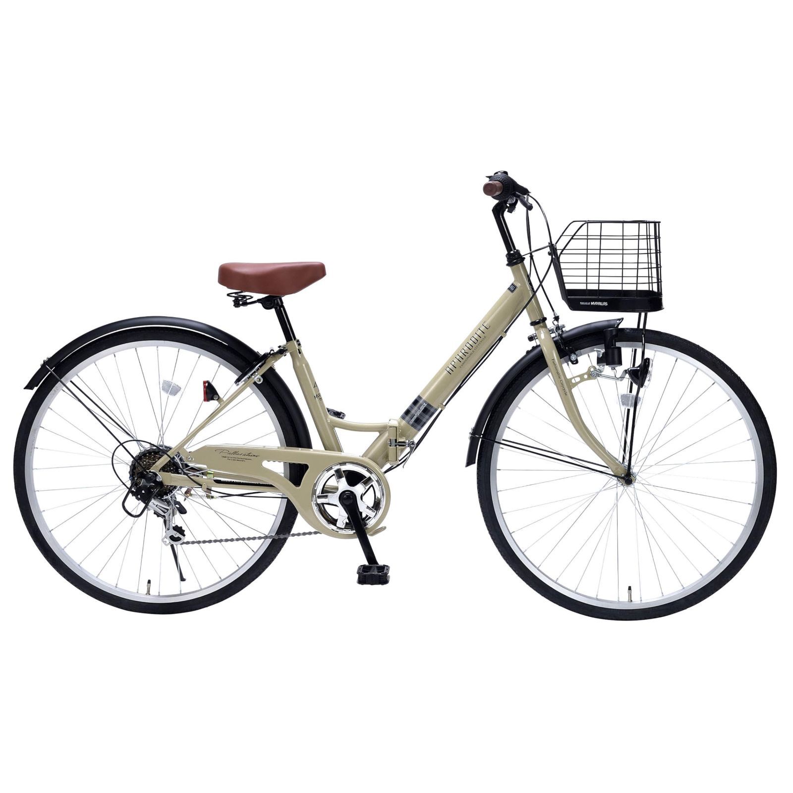 MYPALLAS マイパラス 折畳シティサイクル26インチ シマノ6段ギア パンクしにくい自転車 LEDダイナモライト バスケット カギ付 カジュアル MC507 VALORE