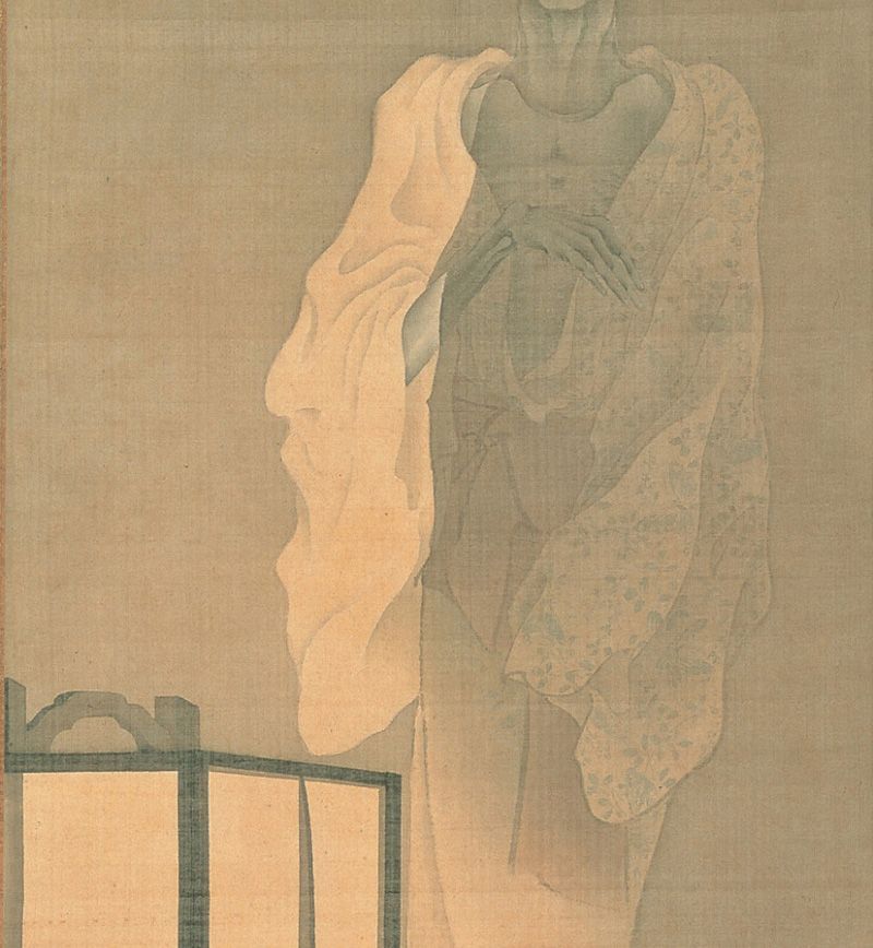 河鍋暁斎 幽霊図 60×18.2cm 印刷 複製 ポスター 日本画 怪談 浮世絵