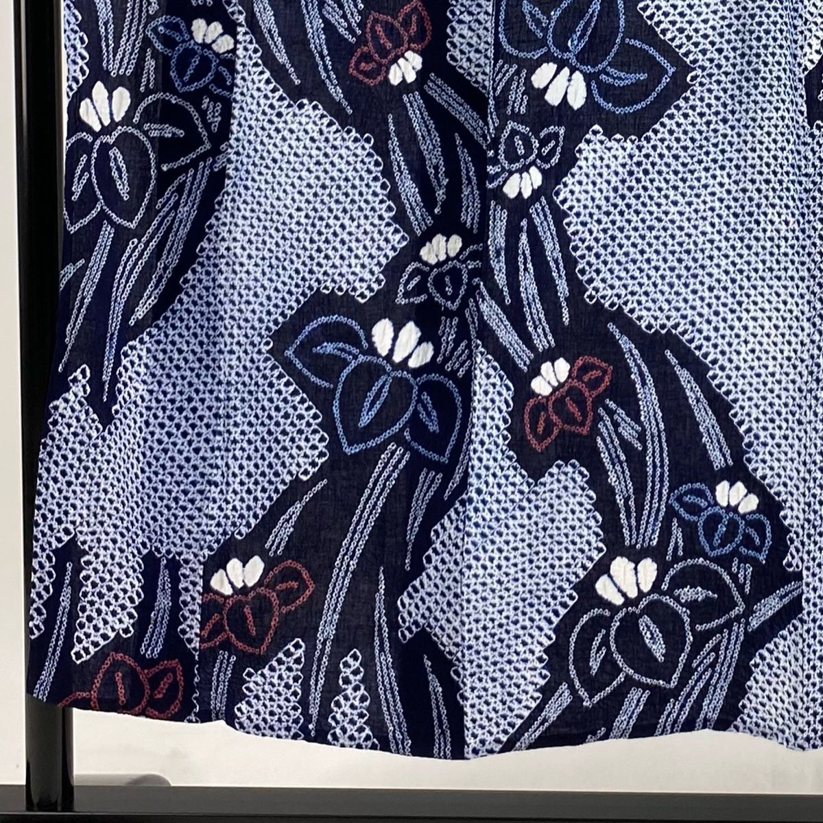 浴衣 身丈152cm 裄丈63cm S 絞り浴衣 菖蒲 藍色 綿