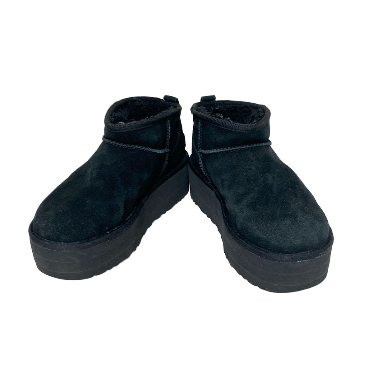 UGG アグ ショートブーツ 24 レディース クラシック ウルトラ ミニ プラットフォーム 1135092 黒 ムートン