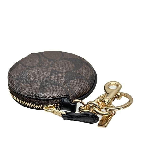 美品　COACH サーキュラー コイン ポーチ・シグネチャー キーホルダー コーチ COACH コーチ キーホルダー COACH アウトレット