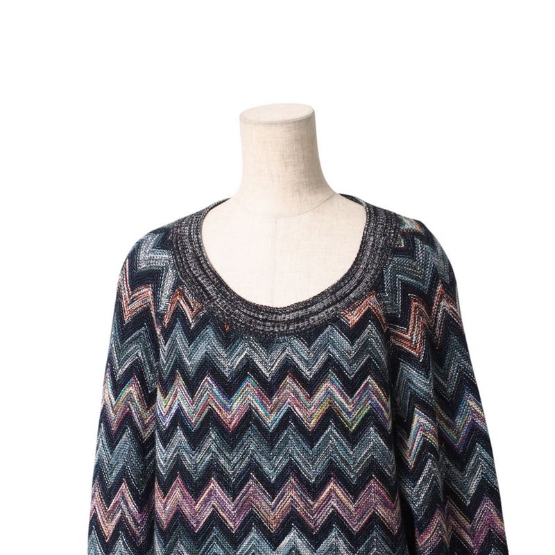 ミッソーニ　ニットコート ミッソーニ MISSONI 総柄ニットコート ベージュ コットン