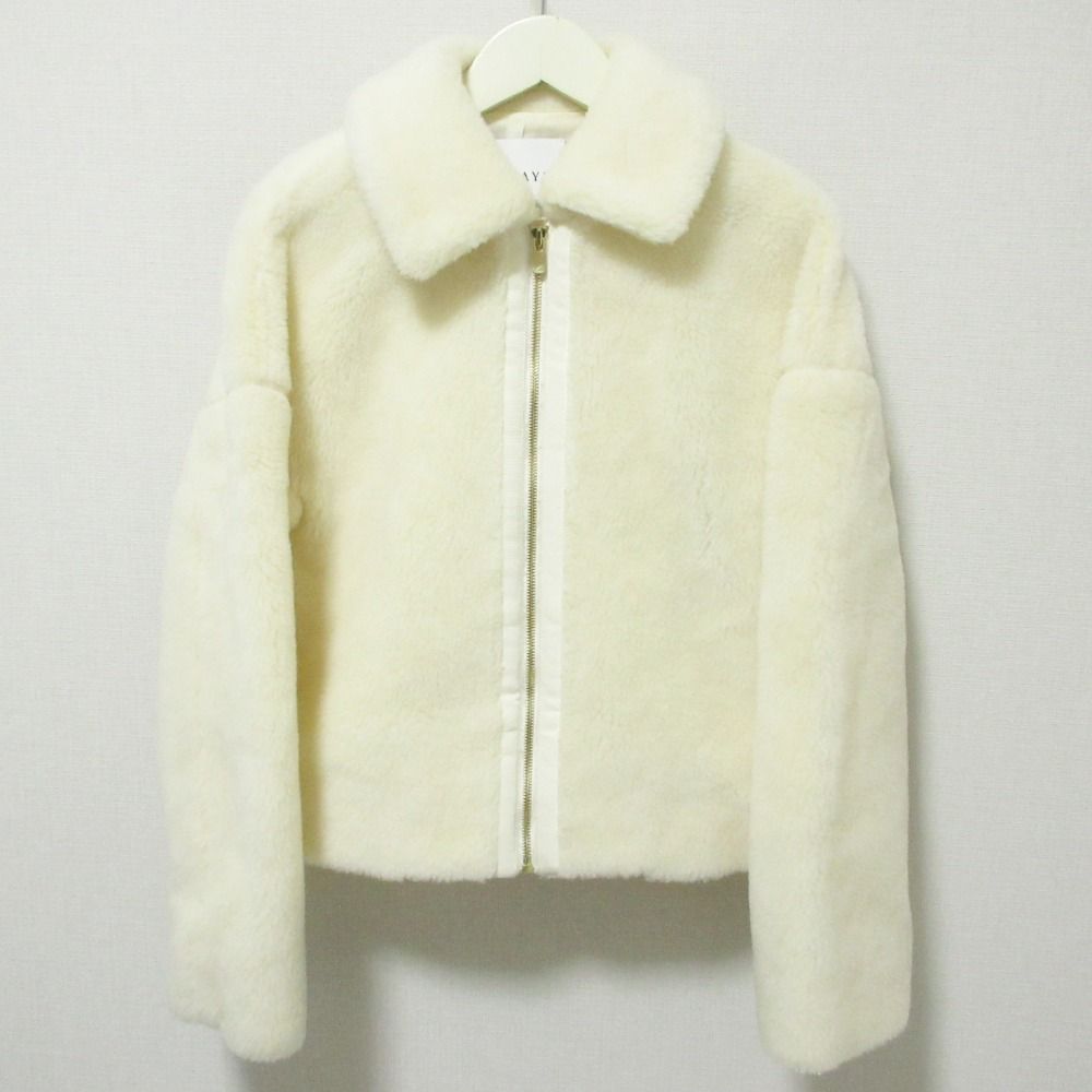 ANAYI - 美品 22AW ANAYI アナイ シルクブレンド ボアジップブルゾン ジャケット 34 オフホワイト レディース 古着 中古 USED 美品 22AW ANAYI アナイ シルクブレンド ボアジップブルゾン