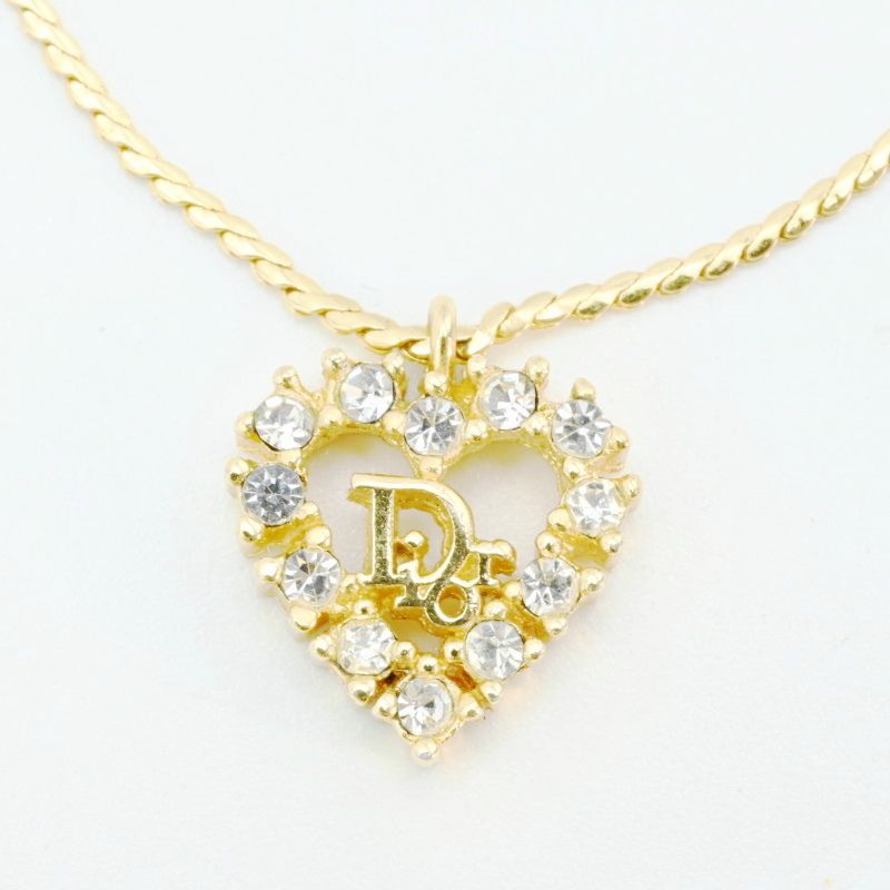 Christian Dior クリスチャンディオール ハート ラインストーン GP ブレスレット ゴールド K09-k062