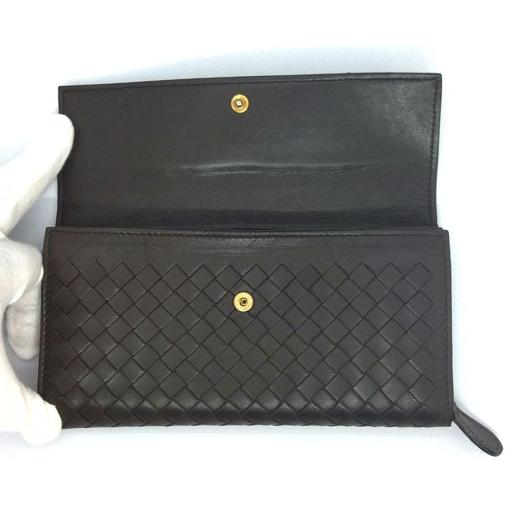 Bottega Veneta ブラウンレザー長財布 BOTTEGA VENETA ボッテガヴェネタ 長財布 イントレチャート