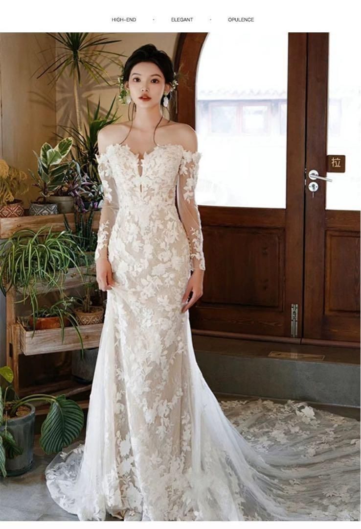 総レースウェディングドレス