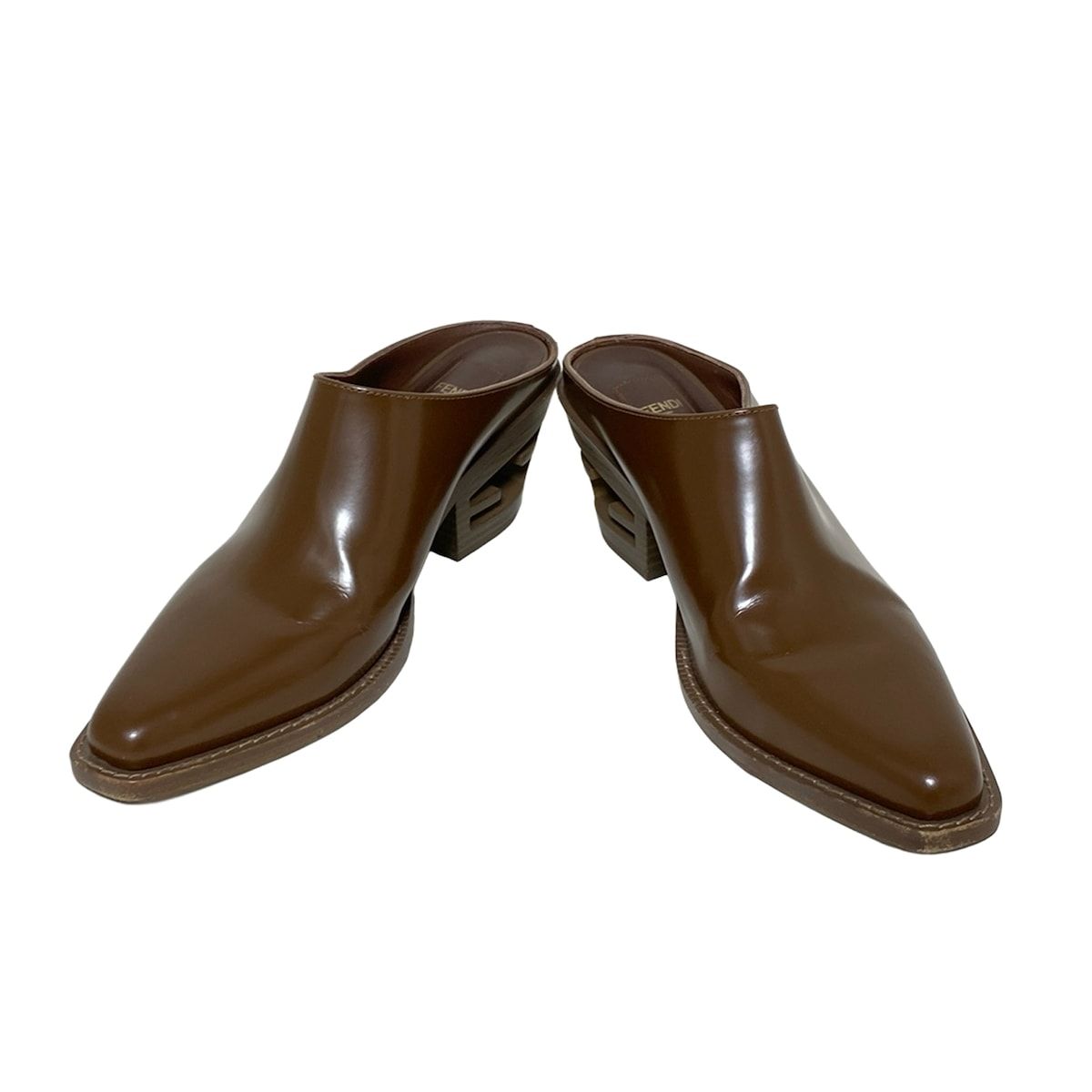 FENDI フェンディ ミュール 37 レディース - ダークブラウン レザー