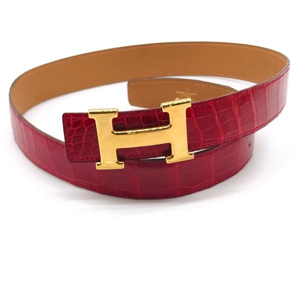 美品✨　エルメス　ベルト　コンスタンス　Hバックル　クロコ　ブラウン　⬜︎S刻印 HERMES 人気□HERMES エルメス ポロサス コンスタンス Hロゴ
