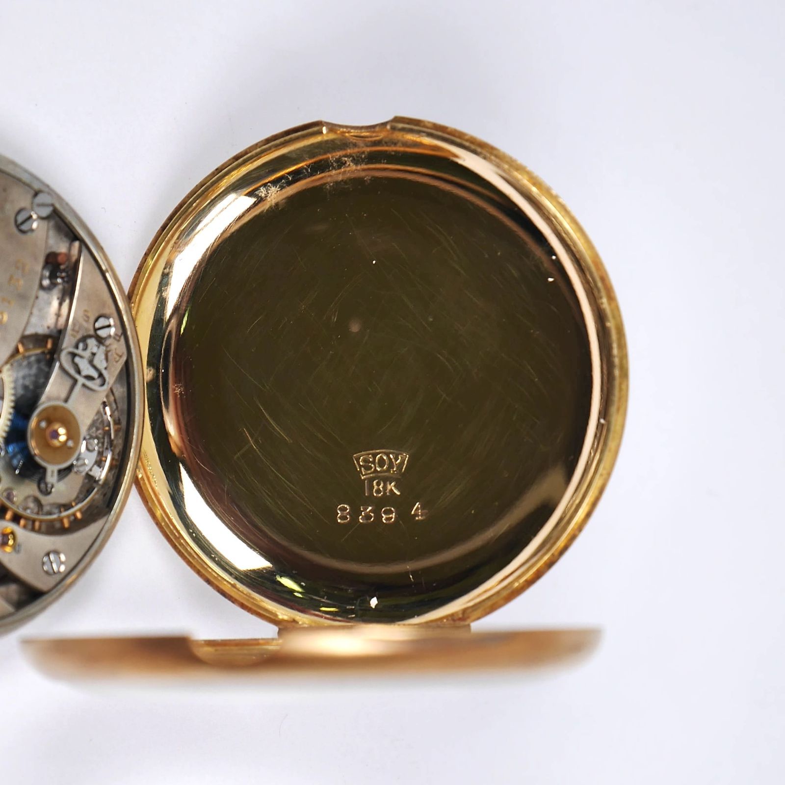 no18 不動品 【稀少 K18無垢】JUVENIA ジュベニア 15石 懐中時計