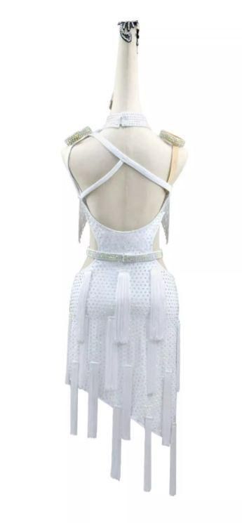 社交ダンスドレス ラテンドレス デモ用 ルンバ　ホワイト オーダーメイド 新品未使用社交ダンスドレス ラテンドレス 競技 デモ用 ルンバ