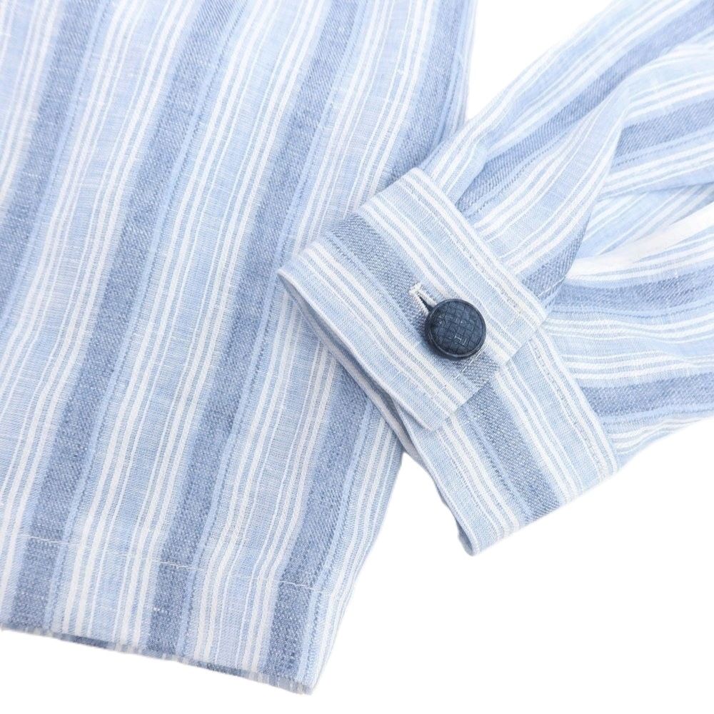 タリアトーレ TAGLIATORE リネン ストライプ シャツジャケット ブルーxホワイト サイズ48 メンズ KANDAIZUMI_COM