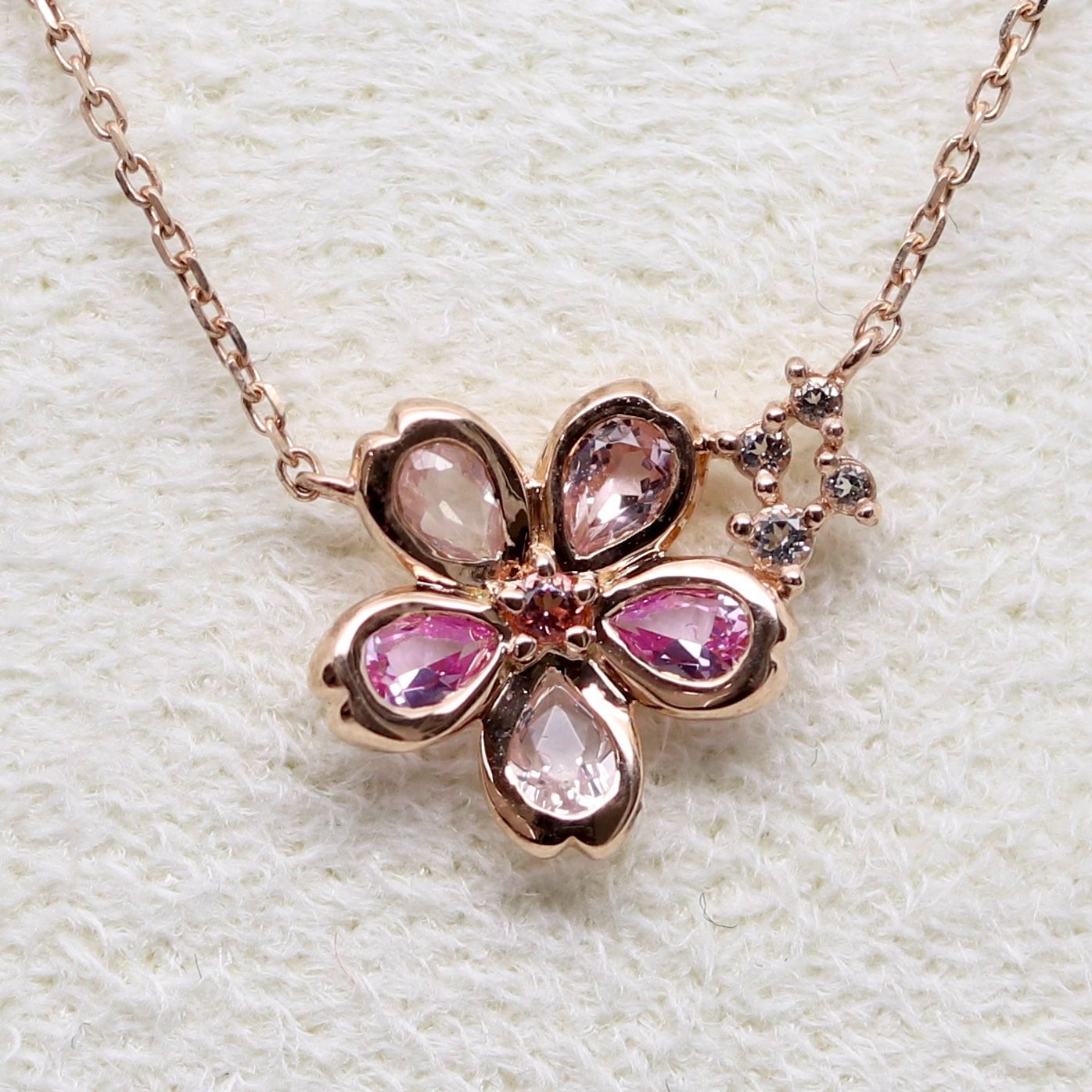 4℃ K10 桜 Sakura ネックレス 4℃ K10 ローズクォーツ サクラ ネックレス 桜 コレクション
