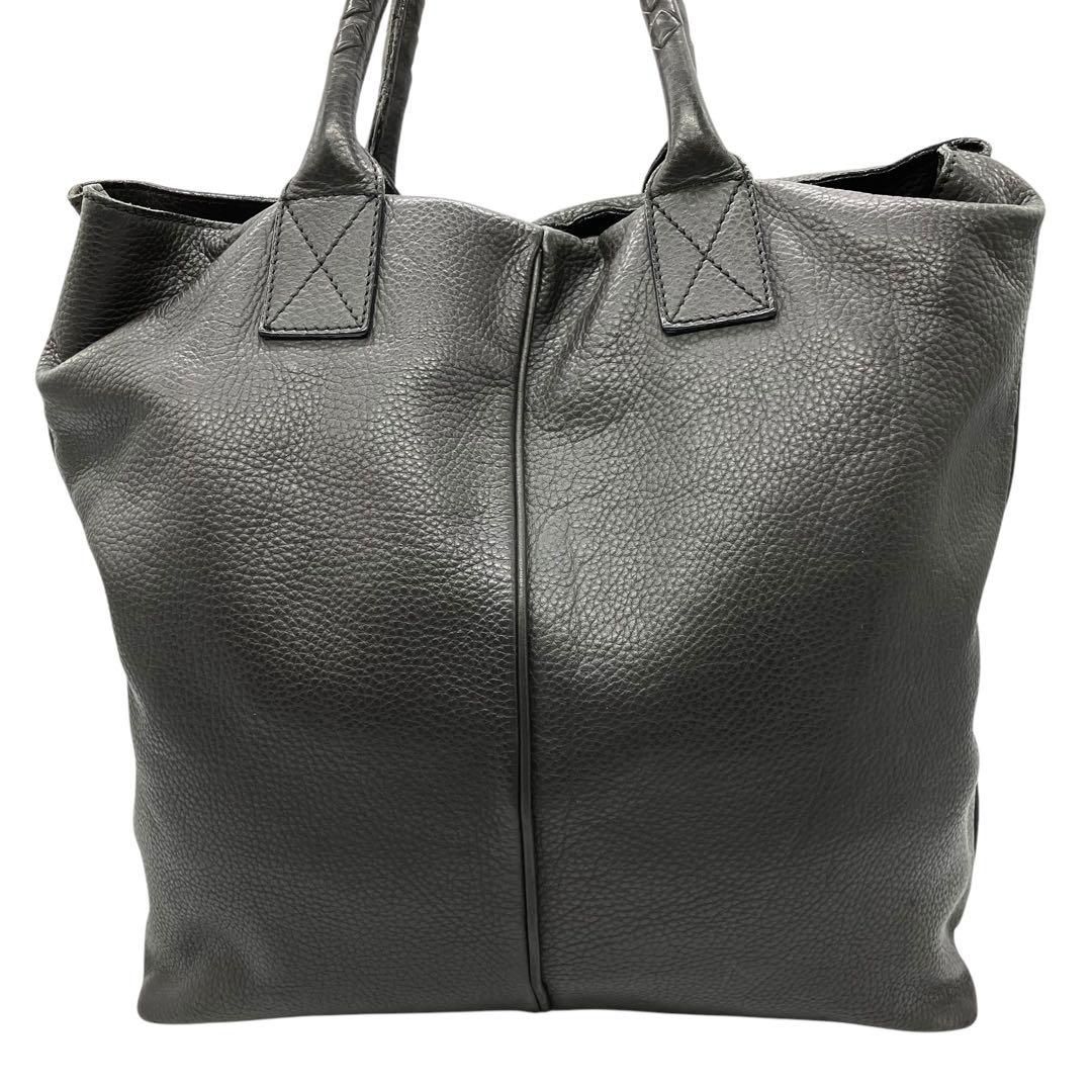 【爆売り！】 良品 1948 FALORNI UOMO トートバッグ シボ革 ダークグレー バッグ