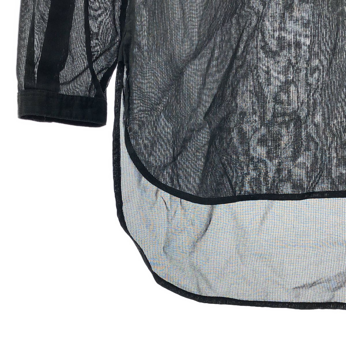 SAINT LAURENT PARIS / サンローランパリ | コットン ヘンリーネック シャツ | 36 | ブラック | レディース SAINT LAURENT PARIS / サンローランパリ | コットン ヘンリーネック