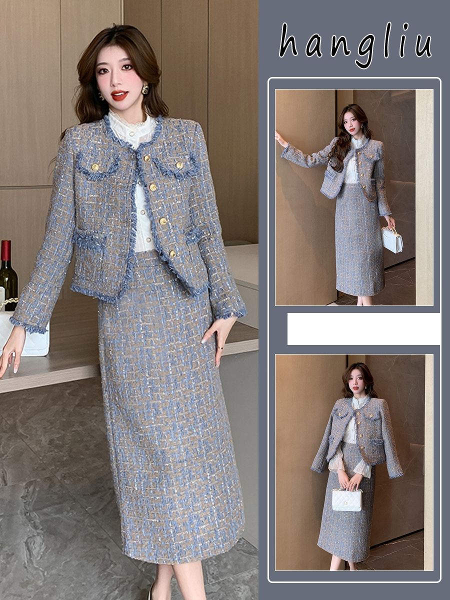 入学式 スーツ ママ ツイード セットアップ 秋冬 ラメツイード