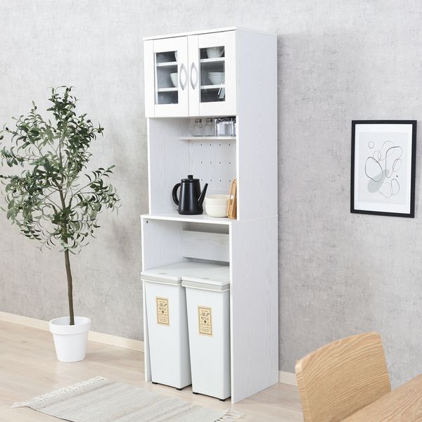 ゴミ箱上キャビネット 約60cm幅 オークホワイト 組立品 代引不可 NEXPOTALLINN_EU