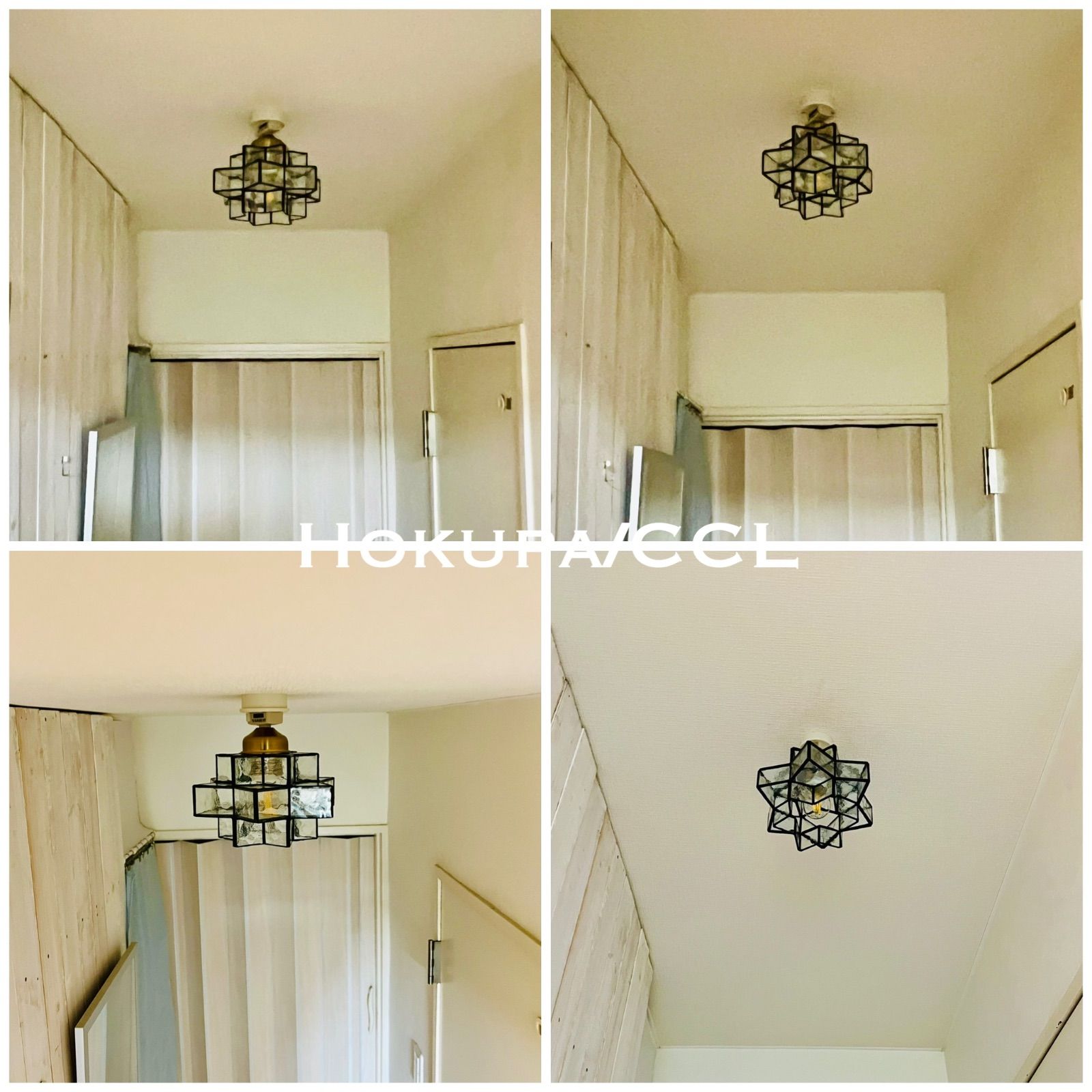 天井照明 Hokupa CCL シーリングライト ステンドグラス ランプシェード E26ソケット LED電球付 アンティークブラスメッキ ビンテージ レトロ 北欧 ハワイアン 玄関 トイレ インテリア NEXPOTALLINN_EU