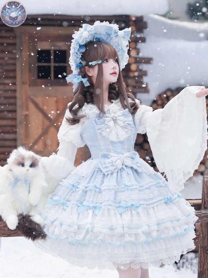 ♥ Praying Star ロリィタドレス5点フルセット サックスブルー 甘ロリ