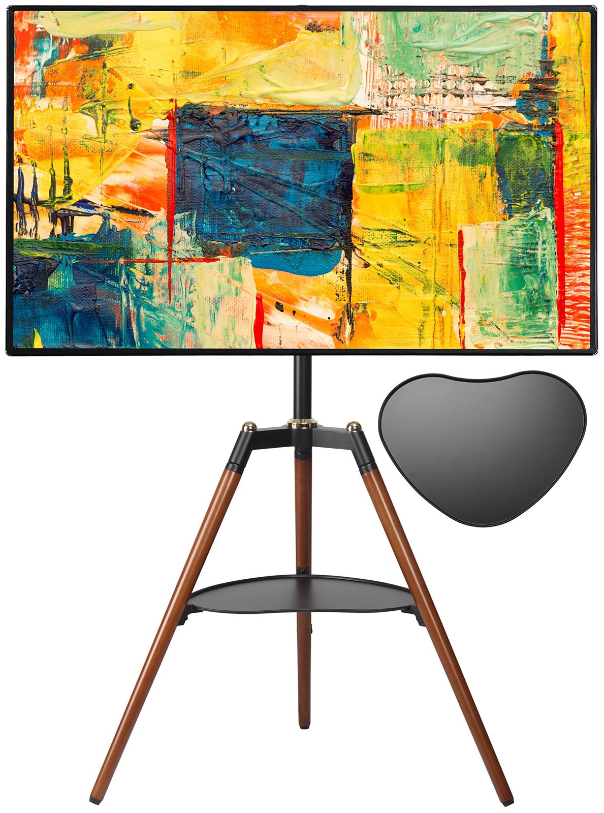 数量 イーゼル Fydeamer テレビスタンド 三脚TVスタンド 32-65インチ対応 コーナー 自立型 VESA規格 高さ無段階調節 テレビマウント 耐荷重40KG 天然木 棚板付き 家用 展示用 高さ無段階調節 組み立て簡単 木目調