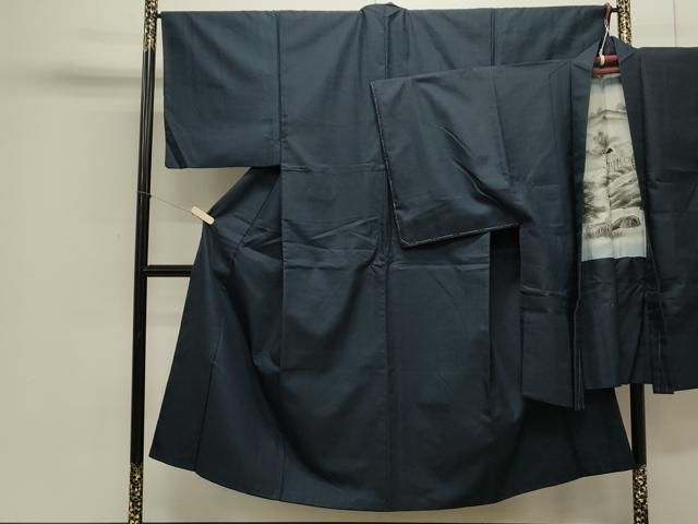 平和屋着物●男性 お召 アンサンブル 100亀甲 正絹 CAAS0263th