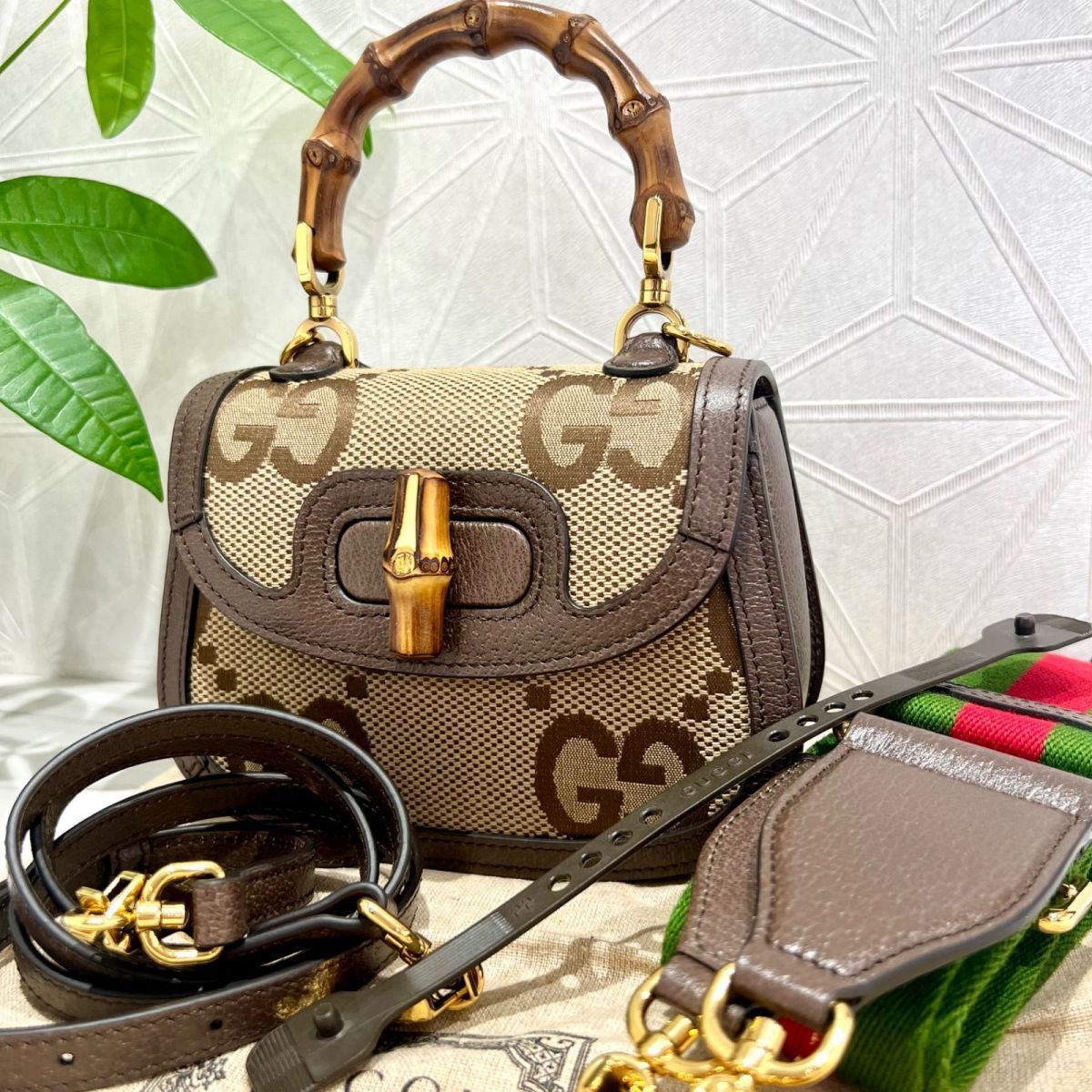 GUCCI グッチ バンブー 1947 ジャンボGG スモール トップハンドルバッグ ジャンボGG Sランク QUEENS ⁄ Gucci グッチ Bamboo 1947 Small Top Handle Bag バンブー