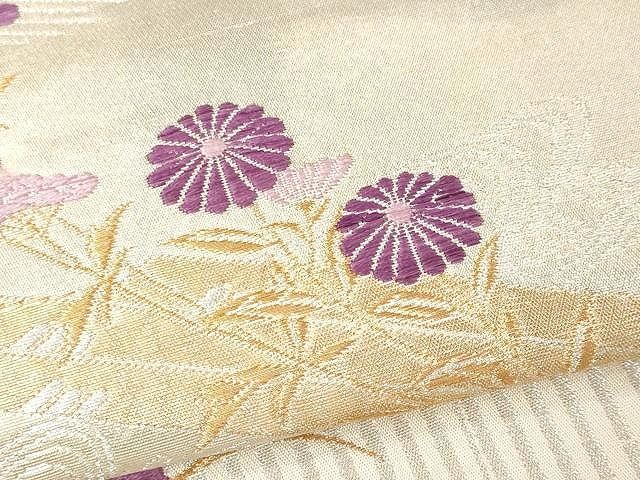 平和屋着物▽京の名門 じゅらく謹製 帝王紫 六通柄袋帯 唐織 花