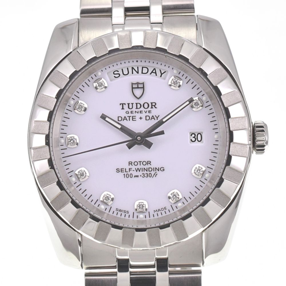 チューダー TUDOR 23010 クラッシック デイト デイ 10P ダイヤモンド 自動巻き メンズ き G 139595