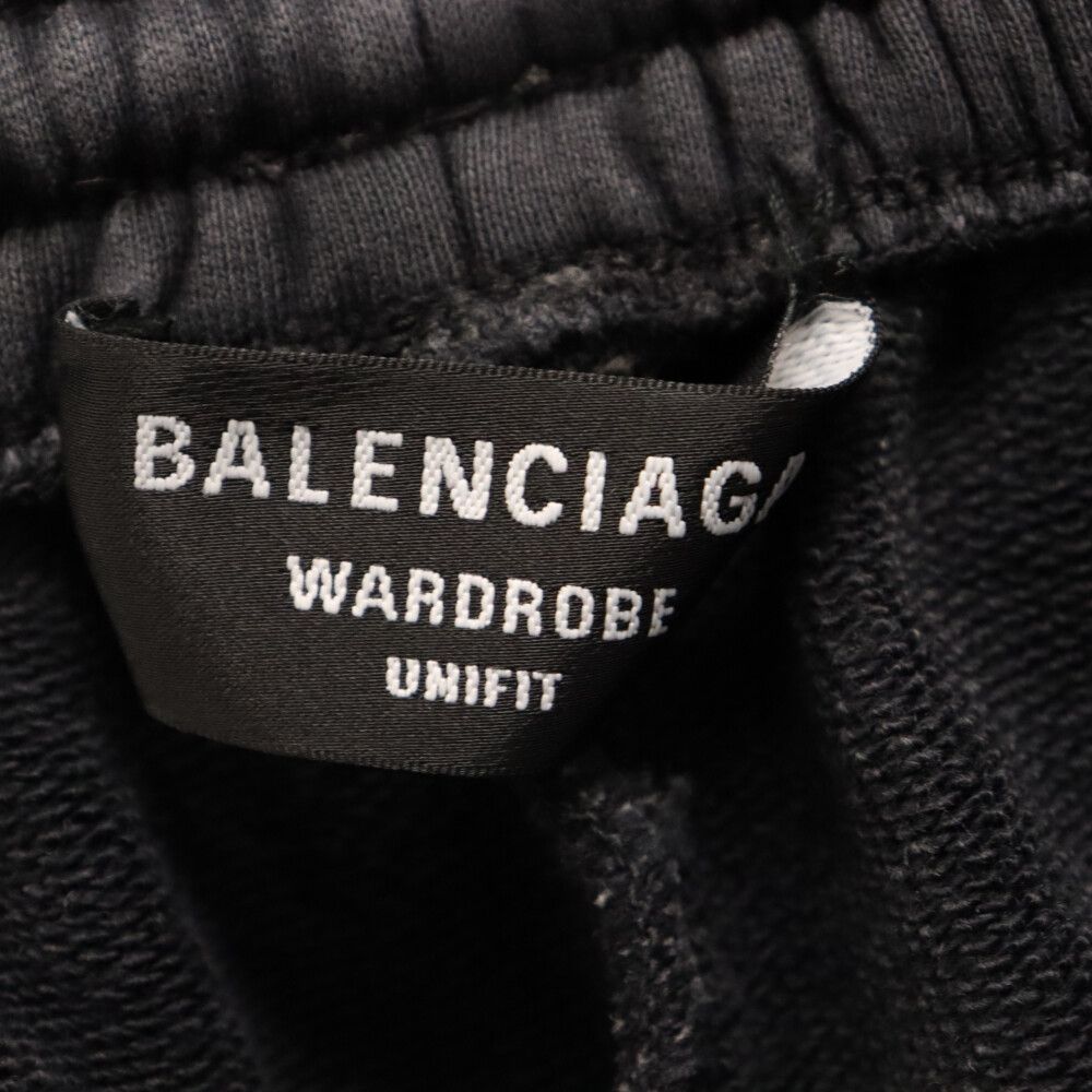 BALENCIAGA バレンシアガ ロゴ刺繍ワイドスウェットショーツ ハーフパンツ ブラック 674591 TMVF5405センチ股上