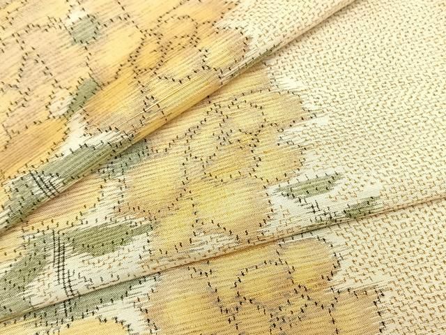 平和屋着物▽紅花紬 米沢 単衣 間道 正絹 逸品 AAAW7721fy