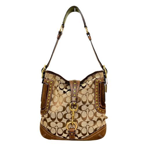 中古】COACH コーチ ショルダーバッグ レザー キャンバス レザー
