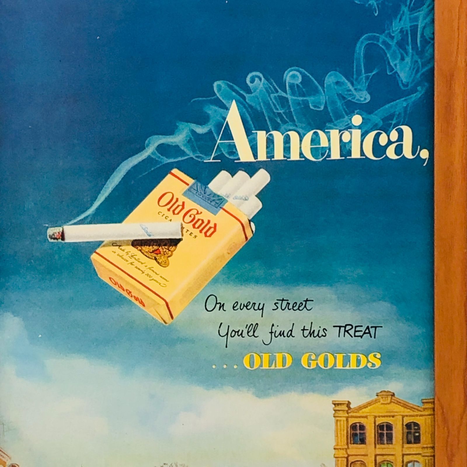 ビンテージ 広告 ポスター フレーム付 当時物 『 オールドゴールド 煙草 (Old Gold) 』 1950's オリジナル アメリカ 輸入雑貨 ヴィンテージ  雑誌 アドバタイジング レトロ ( AZ1647 ) - メルカリ