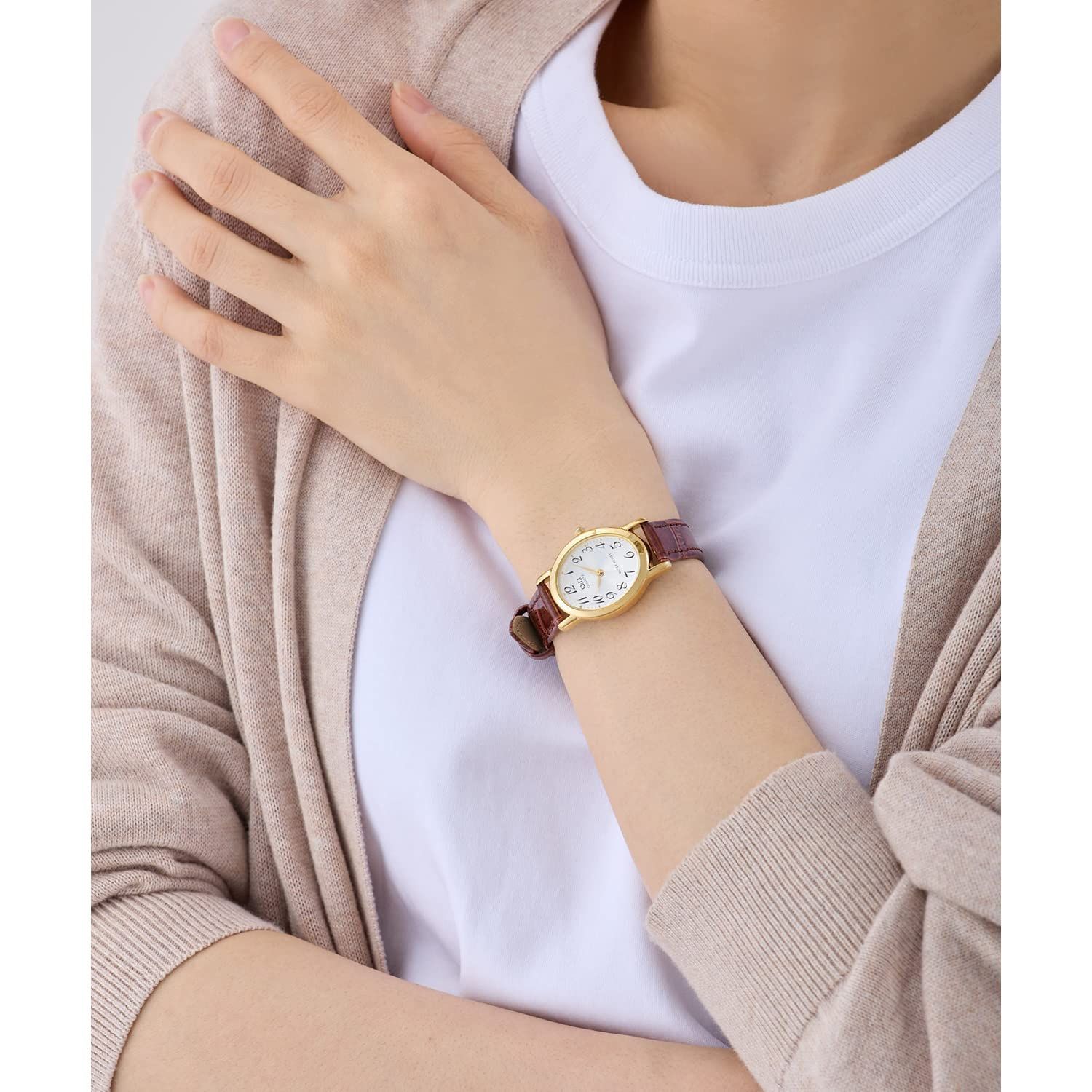 数量限定】防水 アナログ 革ベルト 腕時計 VZ89-104 Qu0026Q