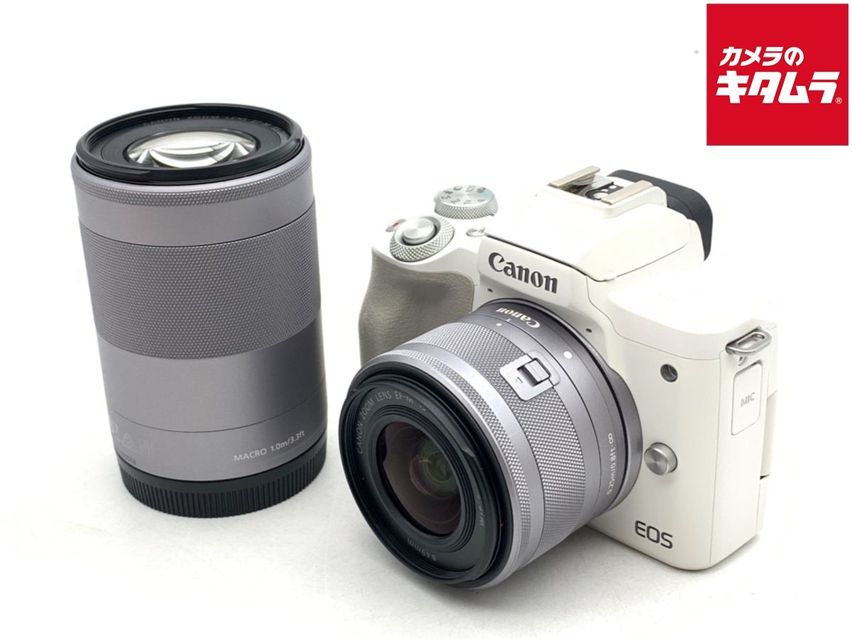 並品 キヤノン EOS Kiss M2 ダブルズームキット ホワイト