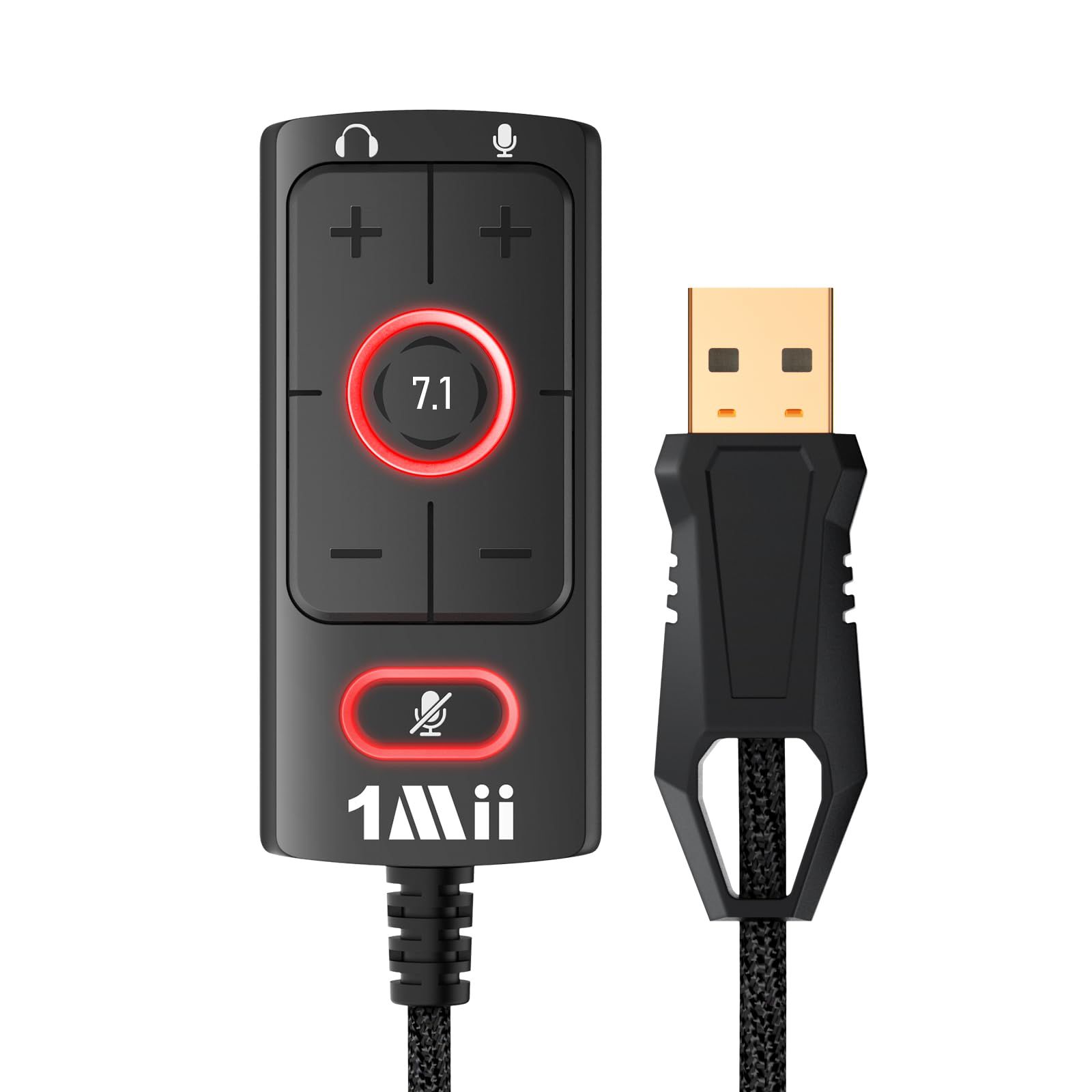 1Mii USBサウンドカード USB - 3.5mmジャックオーディオアダプター - バーチャル7.1サラウンドサウンド - PS4/PC/MAC/ステレオヘッドセットに対応 外部サウンドカード ドライバー不要 プラグアンドプレイオーディオ [Medium]