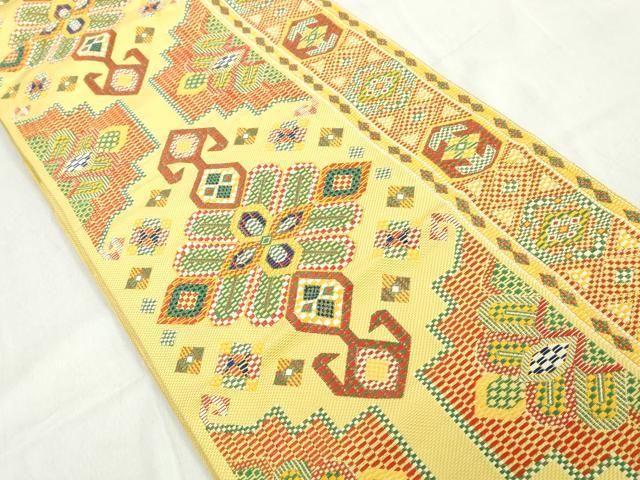 美品　本場筑前博多織　半幅帯　花間道　正絹　逸品 美品 本場筑前博多織 半幅帯 花間道 正絹 逸品 美品 本場筑前
