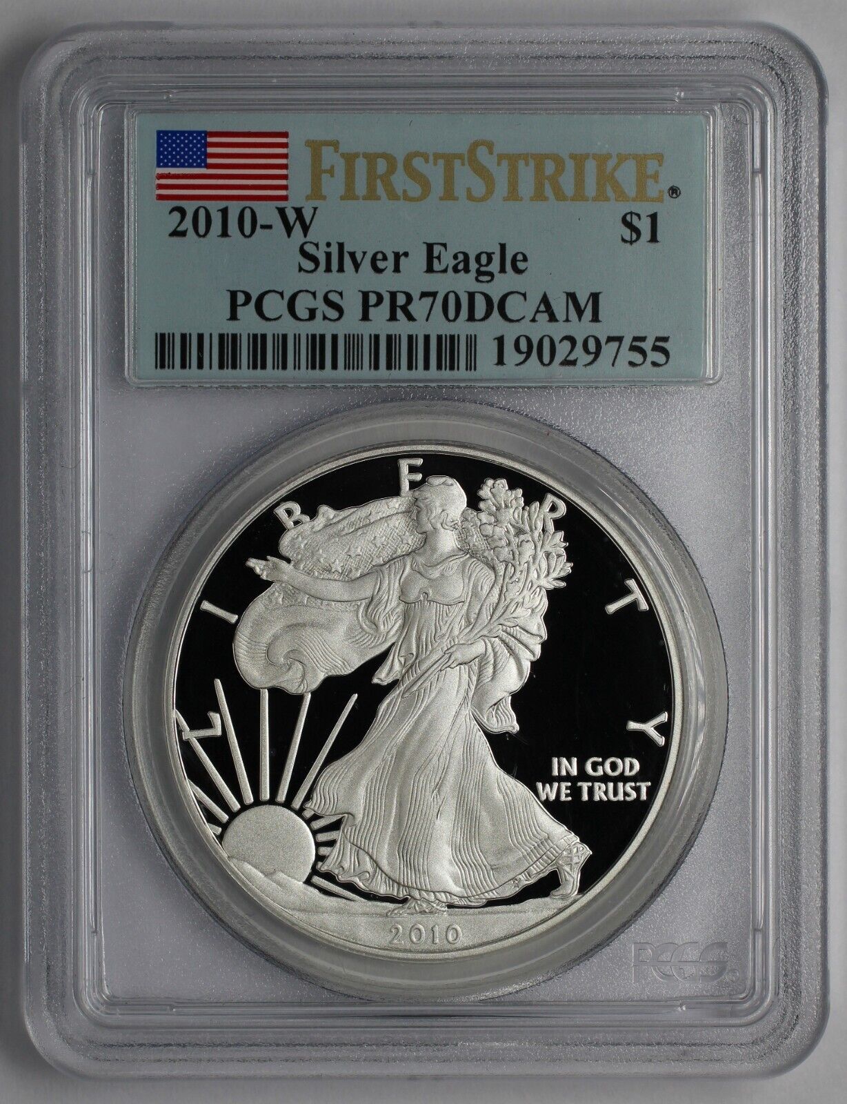 2010 W $1 American Silver Eagle First Strike PCGS PR70DCAM