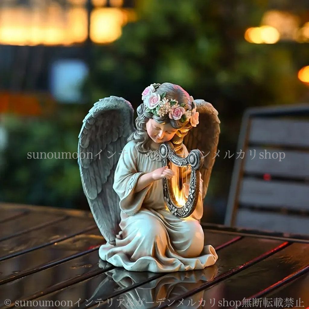 花 ホワイト 庭の装飾 ファンタジー 白 雑貨 庭 妖精 樹脂 インテリア ガーデン雑貨 ガーデニング ガーデンライト ガーデン エンジェル フラワー おしゃれ お洒落 ガーデンインテリア ソーラー 天使 4-7