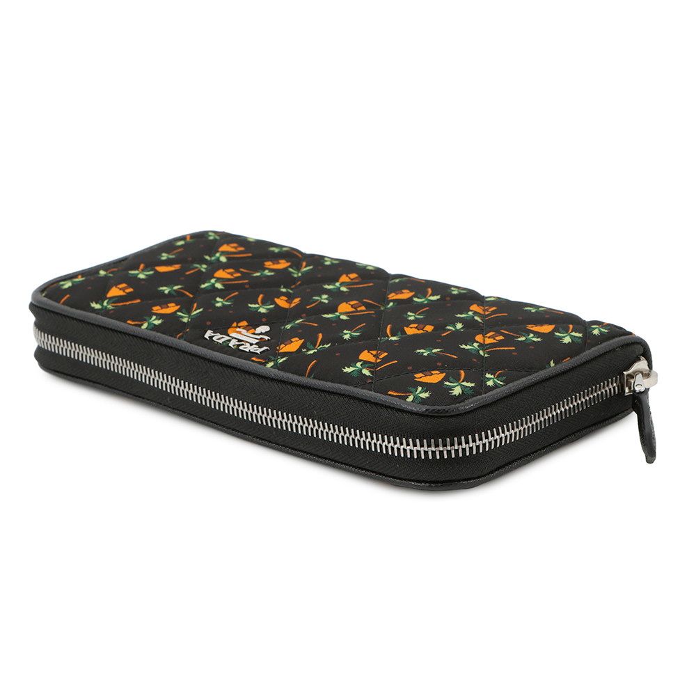 プラダ 長財布 ラウンドファスナーロングウォレット キルティング ヤシの木 PRADA 財布 黒