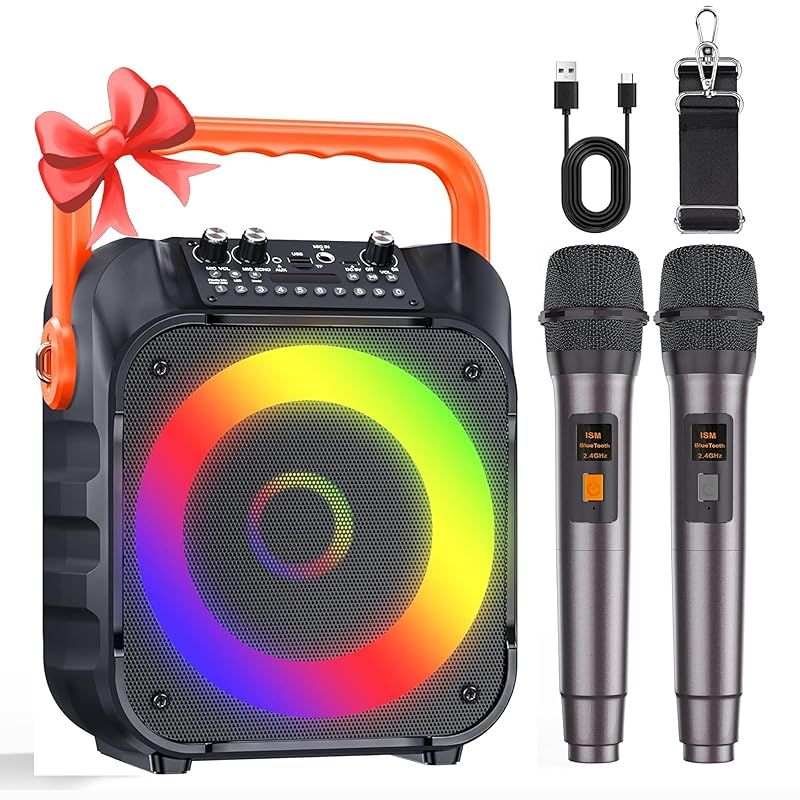 Amazon | カラオケセット 家庭用 ワイヤレスマイク スピーカーセット
