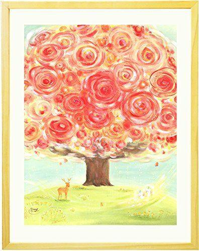 幸せアート いのちの樹 Mサイズ 名入れ 絵 還暦祝い 赤 花 母 父 女性 プレゼント ギフト 感謝 贈り物 先生 お礼の品 人気