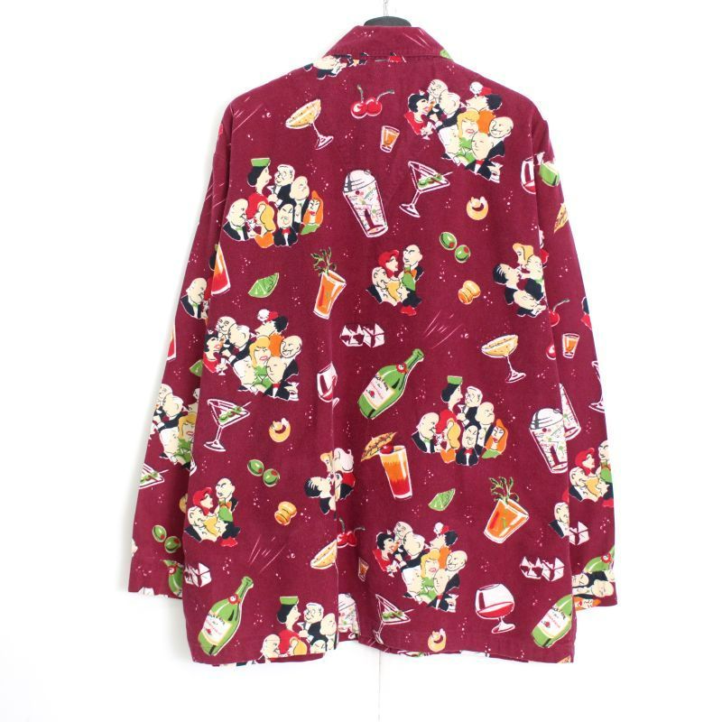 00s ニック&ノラ Nick&Nora カクテル柄 パジャマシャツ メンズ 表記L