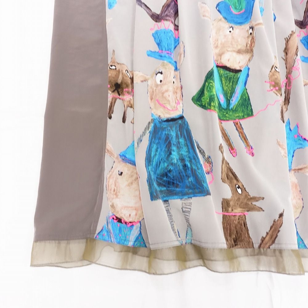 OLLEBOREBLA アルベロベロ　ロングワンピース　フリンジ柄プリント アルベロベロロングワンピース OLLEBOREBLA アルベロベロ ロング