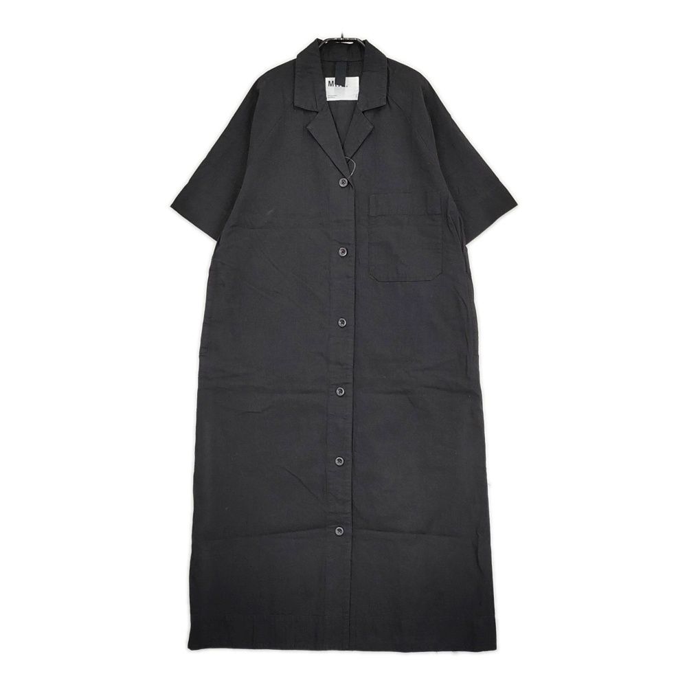 MHL. LINEN COTTON PLAINWEAVE 595-4157551 定価34100円 リネン オープン ワンピース 24SS ブラック エムエイチエル 5-0608S♪