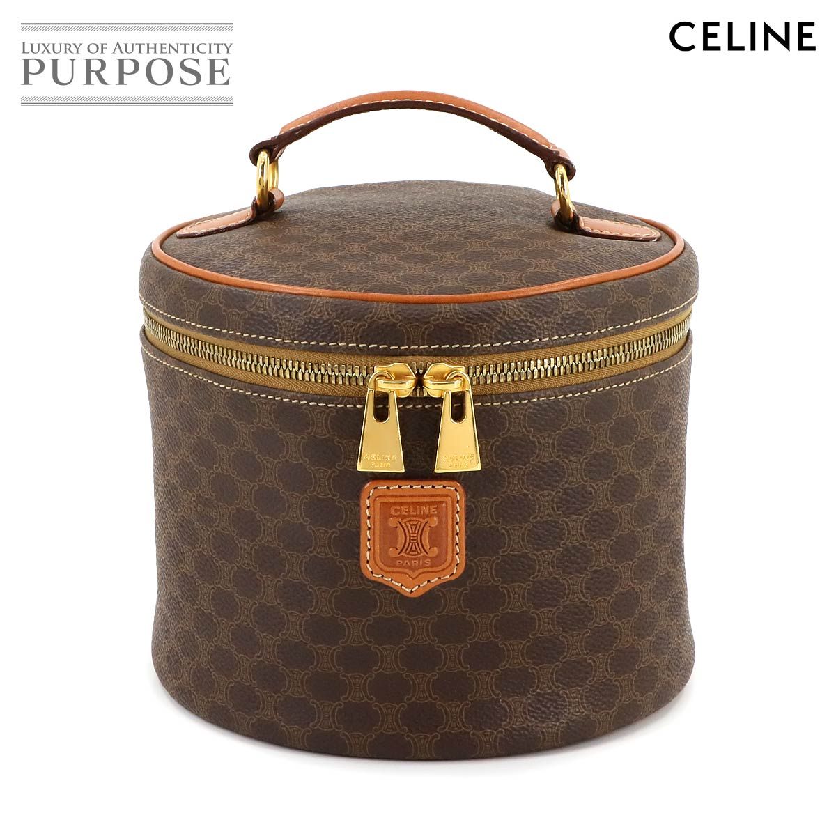 セリーヌ CELINE マカダム柄 バニティ ハンド バッグ PVC レザー 